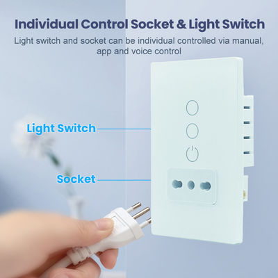 10A Italian Wall Socket 50Hz / 60Hz 2 Gang Wifi Switch With Socket